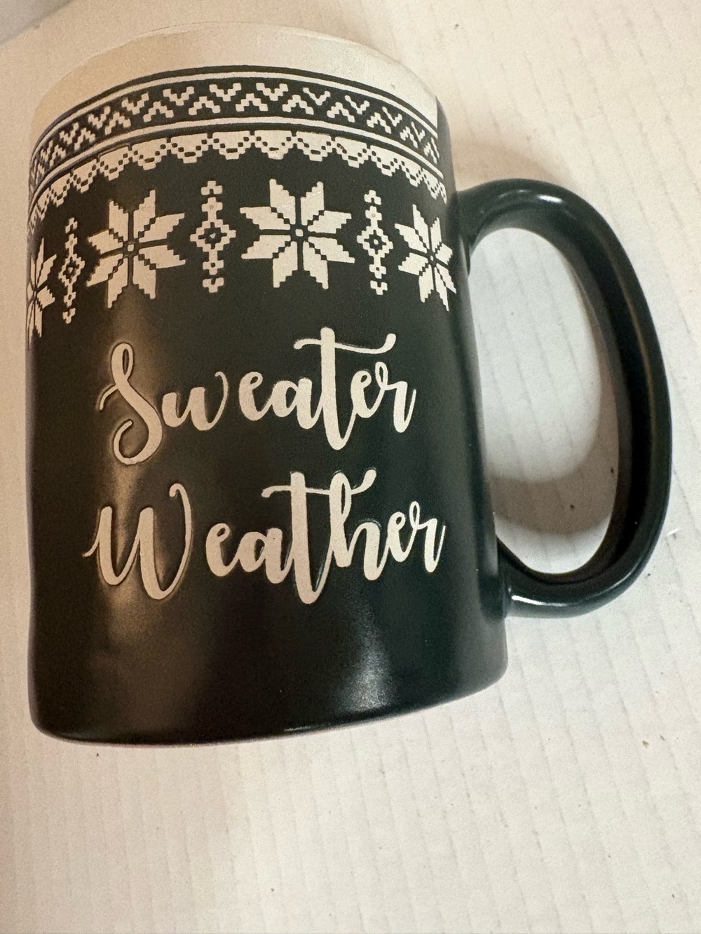 Sweater Weather Navy White Large Mug 🎁 New 🎁